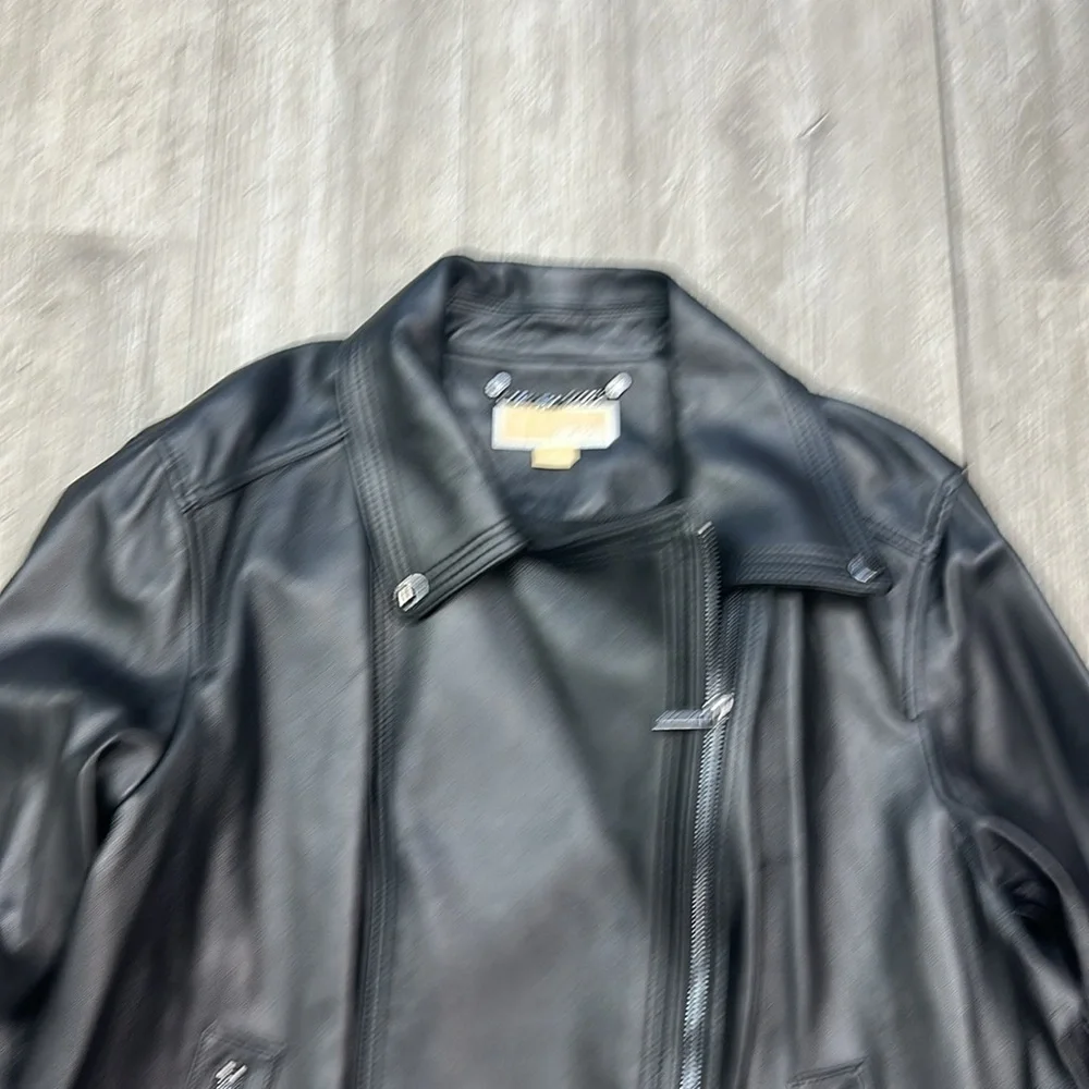 MICHAEL Michael Kors Petite Asymmetric Leather Moto Coat